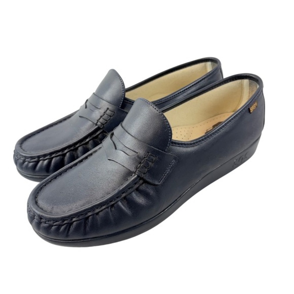 SAS Penny Loafer Women 11 M Navy Blue Leather Comfort Shoes Slip On‎